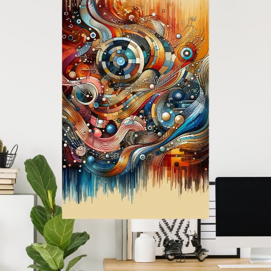 Muziekcompositie - lyrisch abstract stuk 15 poster (Thuiskantoor)