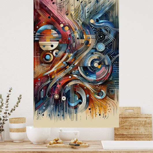 Muziekcompositie - lyrisch abstract stuk 16 poster (Keuken)