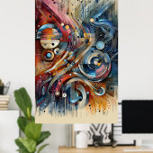 Muziekcompositie - lyrisch abstract stuk 16 poster (Thuiskantoor)