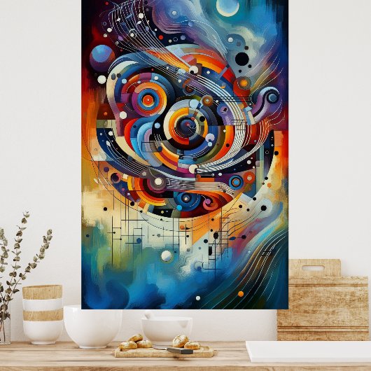 Muziekcompositie - lyrisch abstract stuk 17 poster (Keuken)