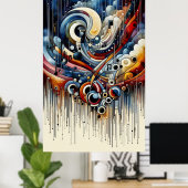 Muziekcompositie - lyrisch abstract stuk 20 poster (Thuiskantoor)