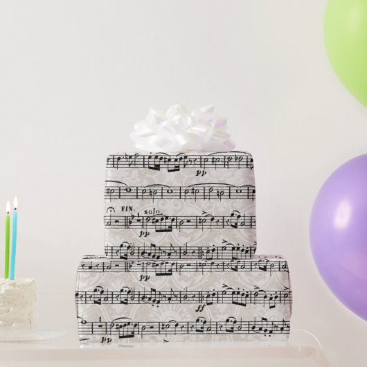 Muziekcompositie op Damask Cadeaupapier (Feestgeschenken)