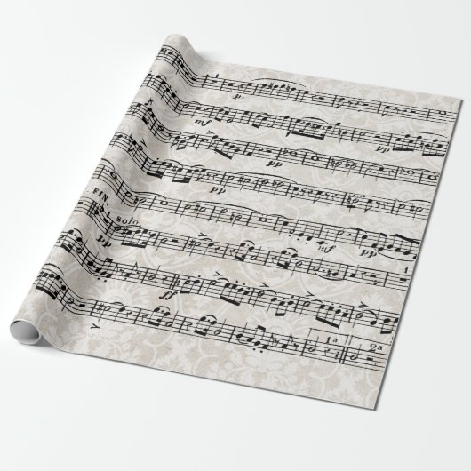 Muziekcompositie op Damask Cadeaupapier (Uitgerold)