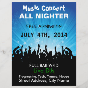 Muziekconcert All Night Music Flyer