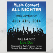 Muziekconcert All Night Music Flyer (Achterkant)