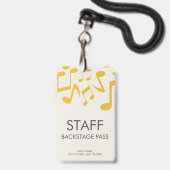 Muziekconcert Backstage Pas Evenement Personeel Badge (Voorzijde met lanyard)