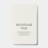 Muziekconcert Backstage Pas Evenement Personeel Badge (Achterkant)