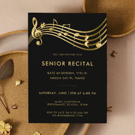 Muziekconcert Black Gold Senior Recital Elegant Kaart