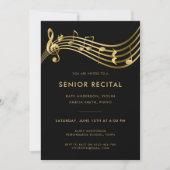 Muziekconcert Black Gold Senior Recital Elegant Kaart (Voorkant)