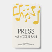 Muziekconcert Festival All Access Press Pass Badge (Voorzijde)