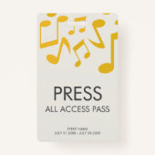 Muziekconcert Festival All Access Press Pass Badge (Voorkant)