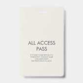Muziekconcert Festival All Access VIP Pass Badge (Back)