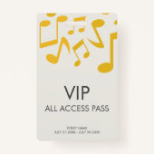 Muziekconcert Festival All Access VIP Pass Badge (Voorkant)