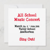 Muziekconcert Notitiekaartje (Achterkant)