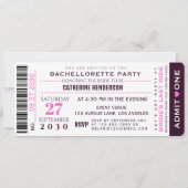 Muziekconcert VIP Ticket Bachelorette Party Kaart (Achterkant)