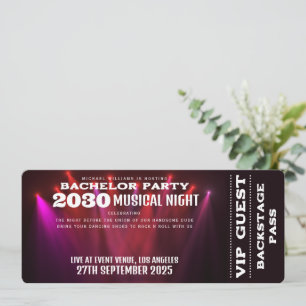 Muziekconcert VIP Ticket en RSVP vrijgezellenfeest Kaart