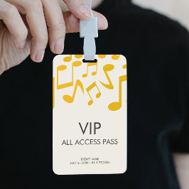 Muziekconcertfestival Alles Toegang VIP Pas Badge