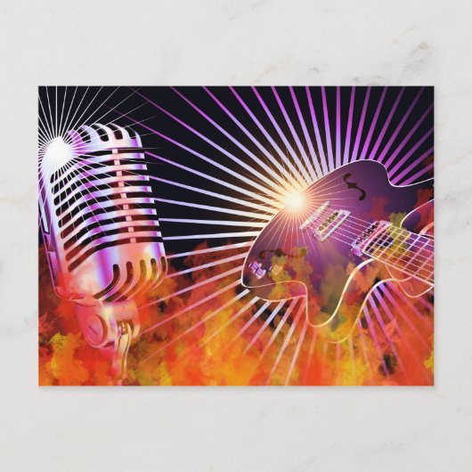 Muziekconcertontwerp met gitaar briefkaart (Voorkant)