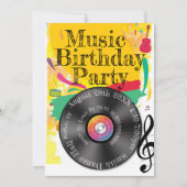 Muziekdanorful Record Birthday Party Kaart (Voorkant)