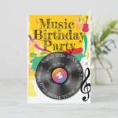 Muziekdanorful Record Birthday Party Kaart (Staand voorkant)