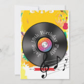 Muziekdanorful Record Birthday Party Kaart (Achterkant)