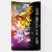 Muziekdansfeest gepersonaliseerde verjaardagsbanne spandoek (Verticaal)