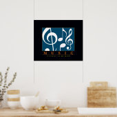 muziekdecor, drievoudig gespleten noot poster (Keuken)