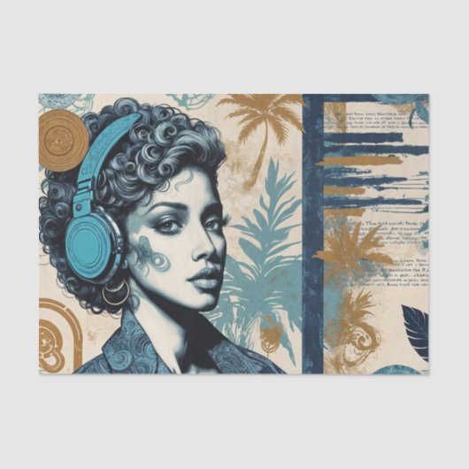 Muziekdecoupage West Coast Dreamer Tissuepapier (Voorkant)