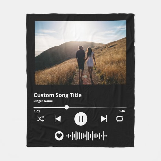 Muziekdeken Koppel Gepersonaliseerde Scannbare Cod Fleece Deken (Voorkant)
