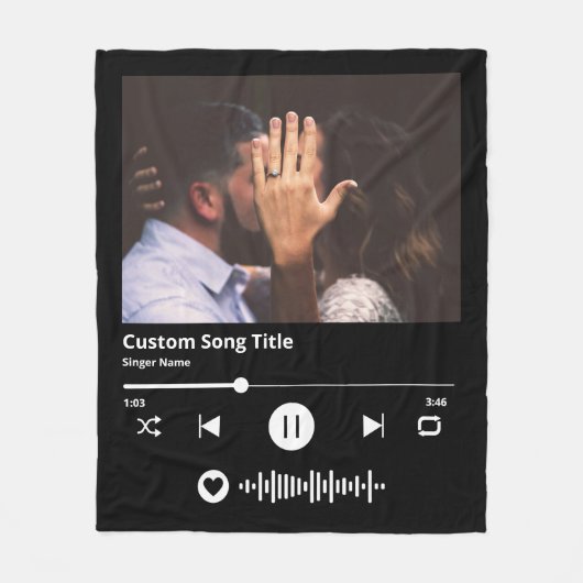 Muziekdeken Scannbare Code Huwelijkscadeau Op Maat Fleece Deken (Voorkant)