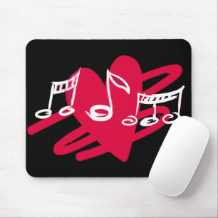 Muziekdesign met rode, witte en zwarte liefde muismat