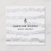 Muziekdocent Black Treble Clef Vierkante Visitekaartje (Voorkant)