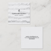 Muziekdocent Black Treble Clef Vierkante Visitekaartje (Voorkant / Achterkant)