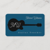 Muziekdocent blauw Visitekaartje met blk. Gitaar (Voorkant)