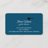 Muziekdocent blauw Visitekaartje met blk. Gitaar (Achterkant)