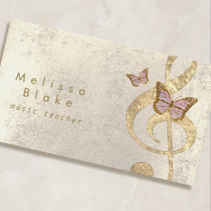 muziekdocent butterflies design visitekaartje