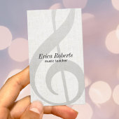 Muziekdocent Elegant Linnen Treble Clef Musical Visitekaartje