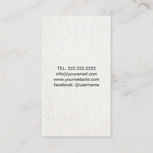 Muziekdocent Elegant Linnen Treble Clef Musical Visitekaartje (Achterkant)