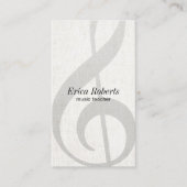 Muziekdocent Elegant Linnen Treble Clef Musical Visitekaartje (Voorkant)