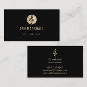 Muziekdocent Elegante gouden treble sleutel op zwa Visitekaartje (Voorkant / Achterkant)