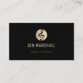 Muziekdocent Elegante gouden treble sleutel op zwa Visitekaartje (Voorkant)