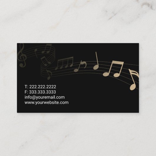Muziekdocent Elegante muzieknoot Plain Black Visitekaartje (Achterkant)