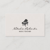 Muziekdocent Elegante Piano Logo Minimal Musical Visitekaartje (Voorkant)