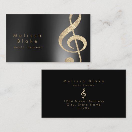 muziekdocent faux foil treble visitekaartje (Voorkant / Achterkant)