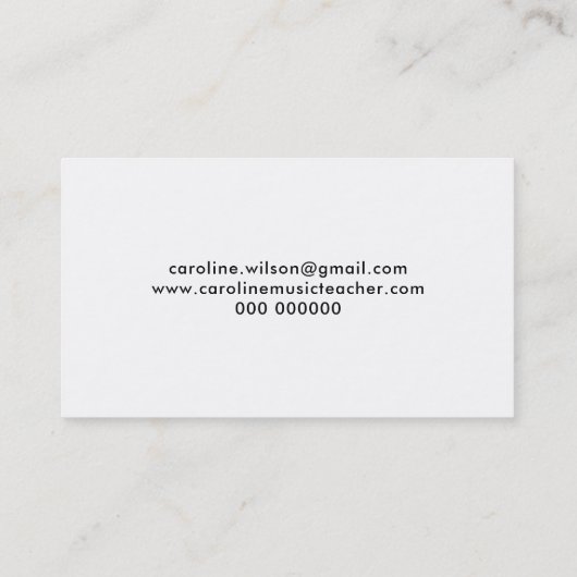 Muziekdocent faux holografisch effect visitekaartje (Achterkant)