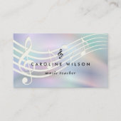 Muziekdocent faux holografisch effect visitekaartje (Voorkant)