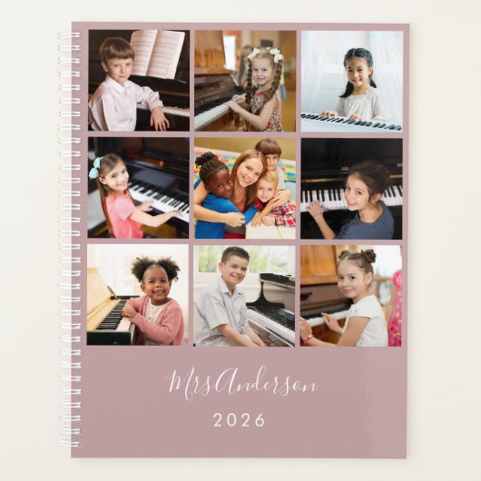 Muziekdocent Fotocollage Aangepast Jaar Planner (Voorkant)