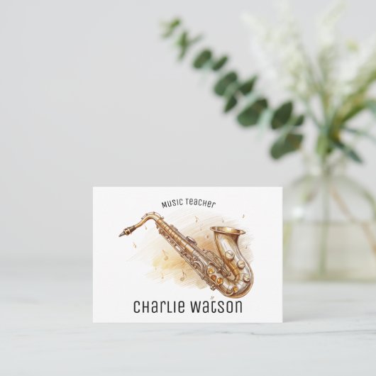 Muziekdocent gepersonaliseerd visitekaartje (Staand voorkant)