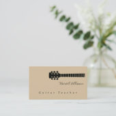 Muziekdocent gitaar beige visitekaartje (Staand voorkant)