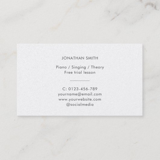 Muziekdocent Gold Treble Clef Modern Visitekaartje (Achterkant)